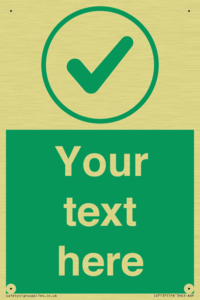 Custom green background, green tick in circle sign